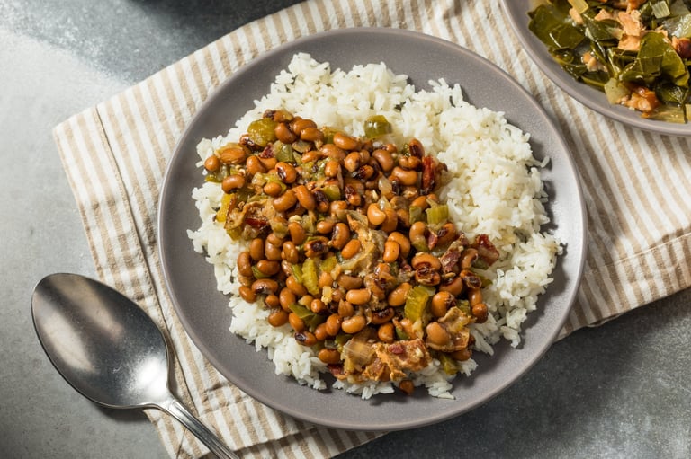 Savory Homemade Southern Hoppin John with White Rice