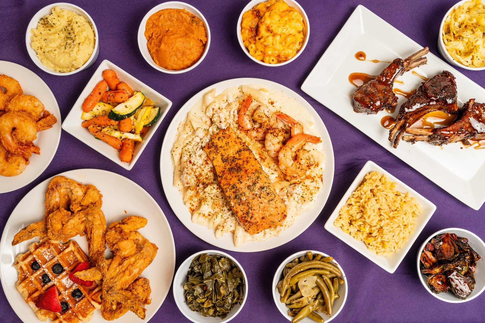 Soul food flat lay composition