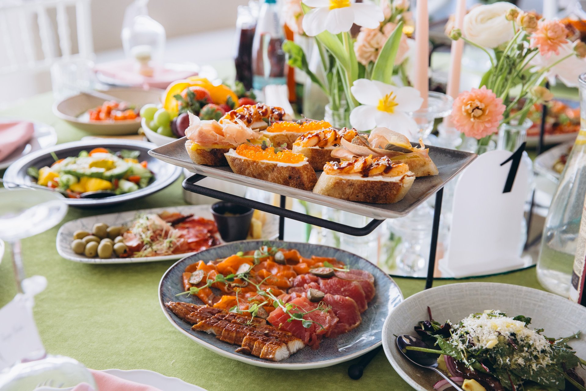 Buffet table set for brunch